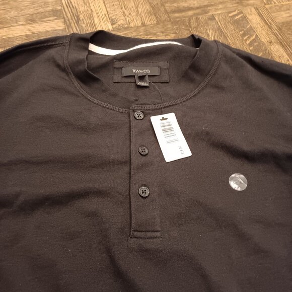 RW&CO Supima Cotton long sleeve popover shirt - black - NWT size L - Picture 3 of 4